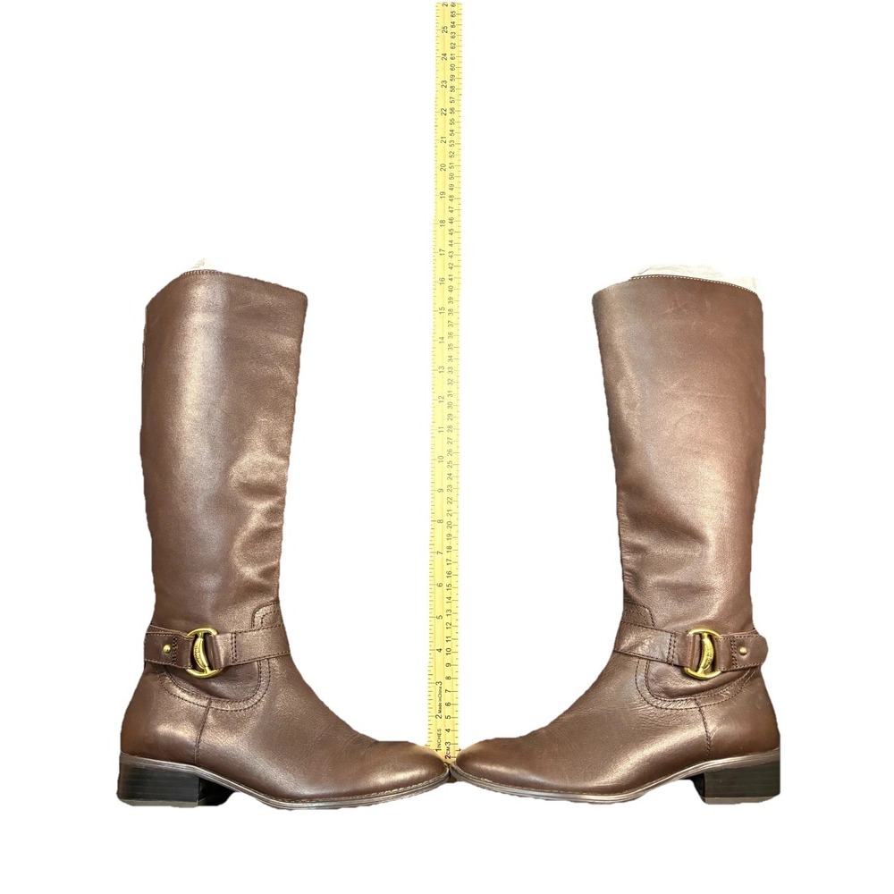 Lauren‎ Ralph Lauren Micah Brown Leather Riding Boots Women's 6B Gold Buckle